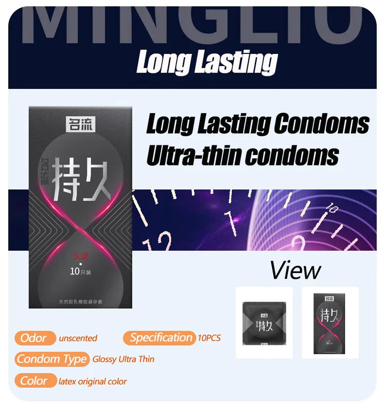 10PCS Condoms Ultra Thin Close Fit Extra Lubricated Natural Latex Penis Sleeve Contraception Supplies Adults Sex Toy Products - Seprincess