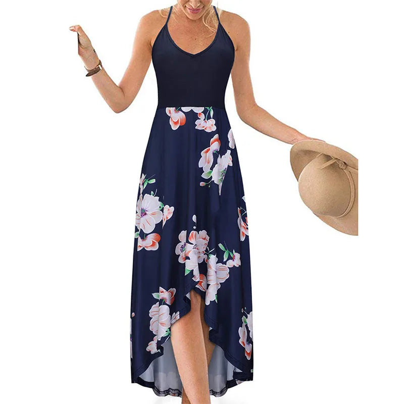 Casual Printed Summer Long Dresses For Women 2023 Elegant Pretty Slim Women's Sexy Backless Dresses Vintage Female Clothing - Seprincess