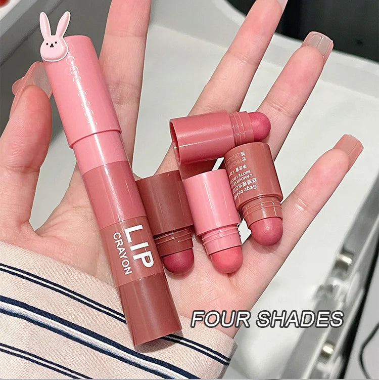 Gege Bear 4 in 1 Velvet Matte Crayon Lipstick Super Stay Makeup Pink Red Long Wear Waterpoof Non-Stick Cup Tiny Lip Stick - Seprincess