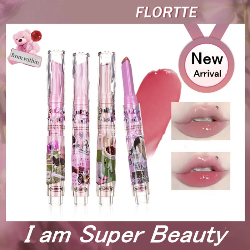 FLORTTE Watery Glow Lipstick Mirror Lip Balm Moisturizing Solid Jelly Lip Gloss Glass Lip Glaze Tint Makeup Beauty - Seprincess