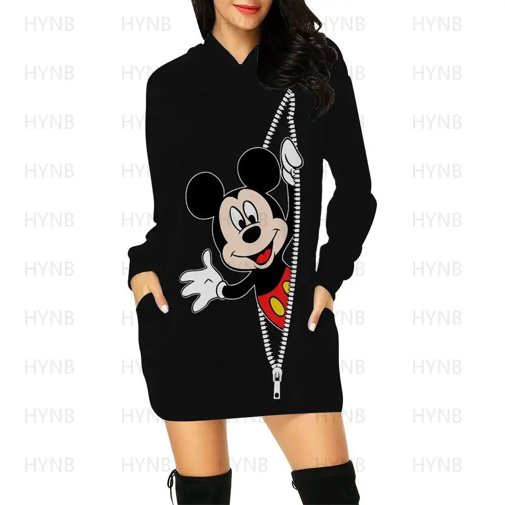 Sweater Dress Elegant Dresses for Women Long Sleeves Luxury Party Hoodie Disney Kawaii Mickey Women's 2024 Mini Minnie Mouse Y2k - Seprincess