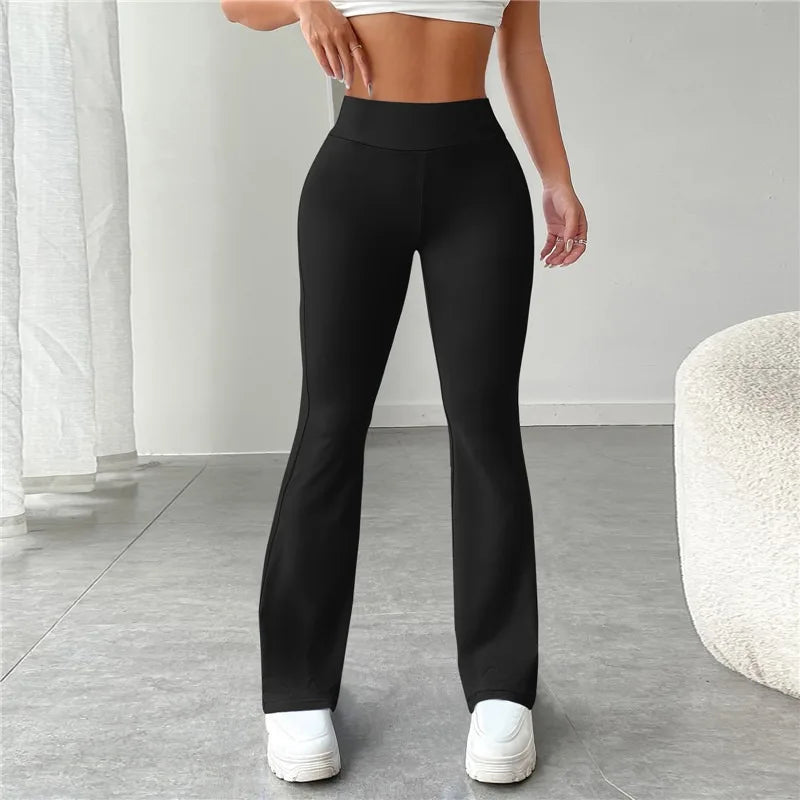 2025 New Flare Leggings Yoga Pants Women High Waist Wide Leg Pants Women Gym Sports Black Flared Pant Plus Size Dance Trousers