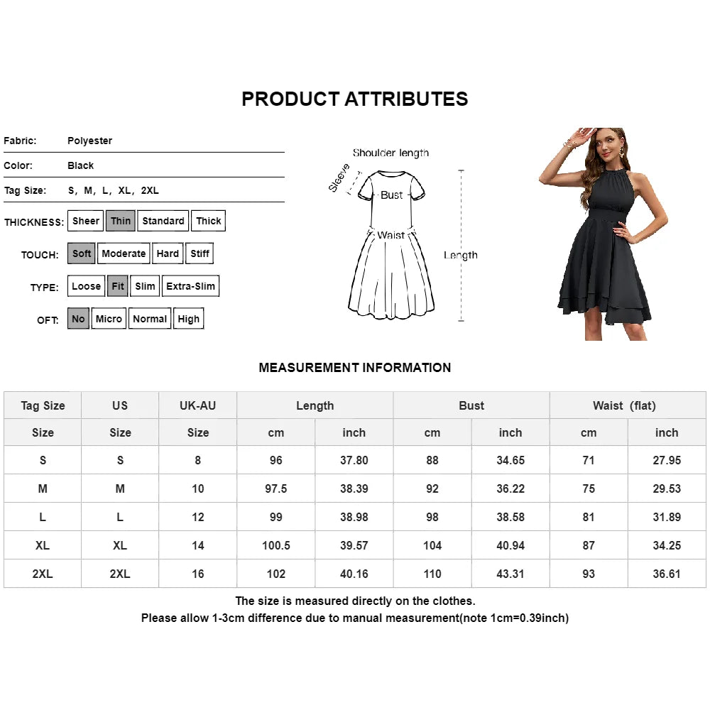 Halter Sleeveless Waist Dress Women Clothing Fashion Korean Slim Fit Black Evening Party Formal Occas Dress Sexy Women's Dress - Seprincess