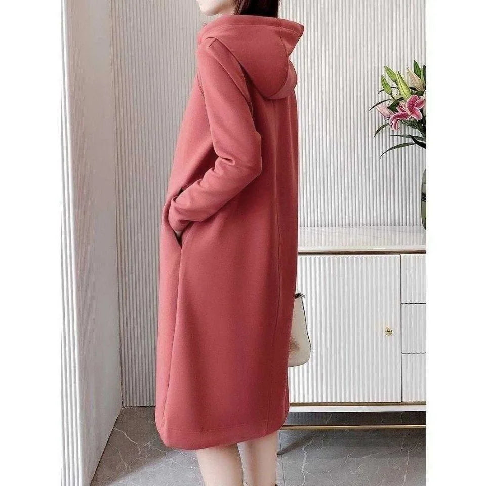 Women's Loose Casual Long Sleeve Hooded Dress Elegant Winter Party Warm Dresses For Women - Seprincess