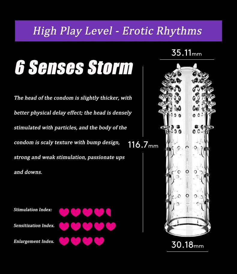 Wolf's Tooth Condom Crystal Single Box Large Particle Stabbing Penis Sleeve Reusable Cock Ring Extender Erotic Condoms for Men - Seprincess