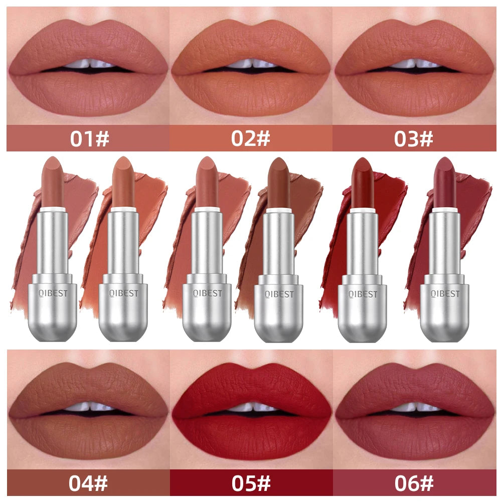 QIBEST Matte Lipstick Waterproof Long Lasting Non-stick Cup Lip Stick Not Fading Sexy Red Orange Velvet Lipstick Makeup Cosmetic - Seprincess