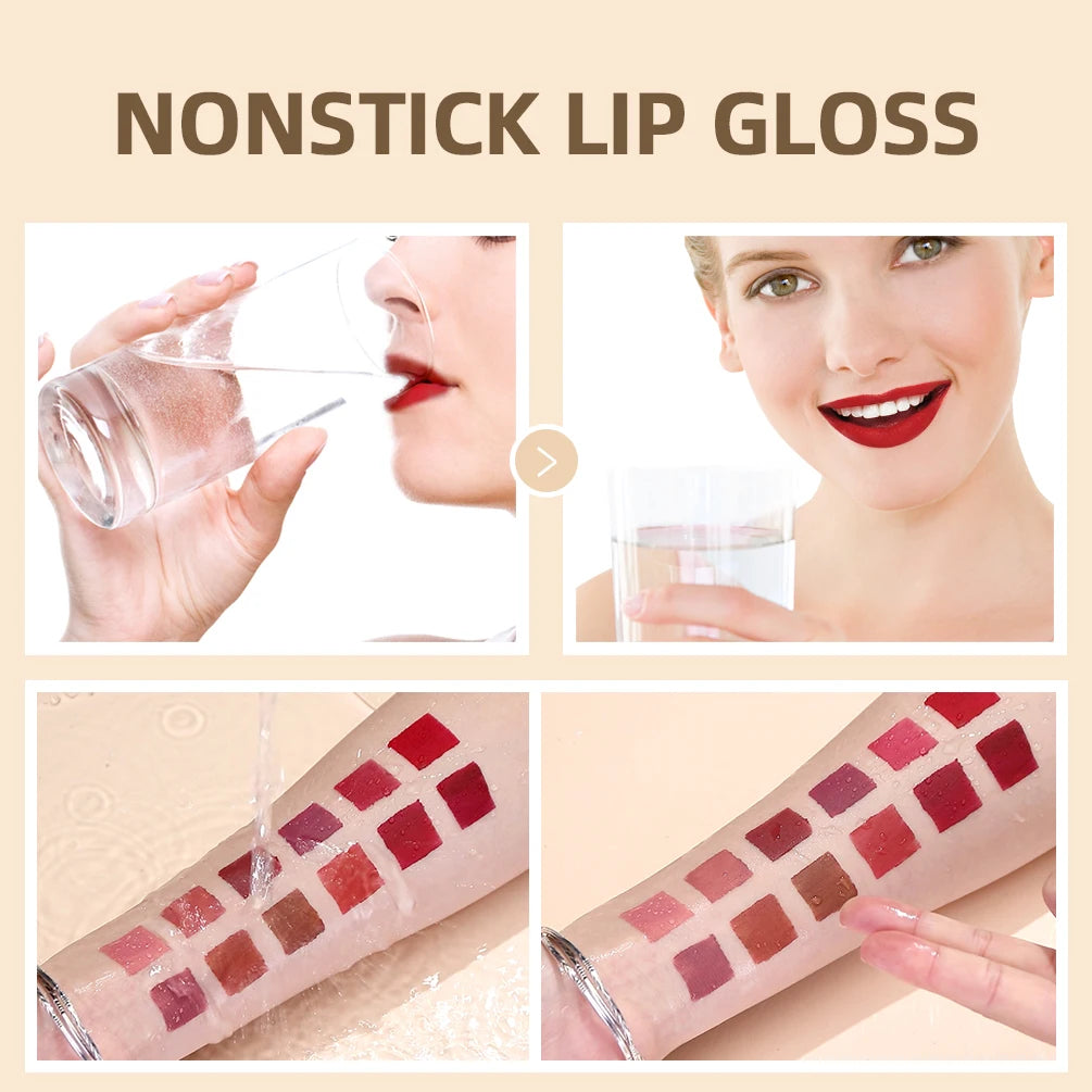 QIBEST Liquid Lipstick Waterproof Velvet Nude Matte Sexy Red Lip Gloss Long Lasting Nonstick Lip Stain Makeup 24 Colors Hots - Seprincess