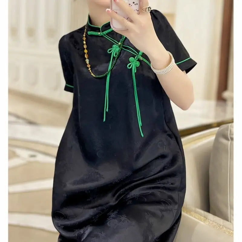 2024 new chinese style traditional cheongsam dress women sexy improved casual daily qipao dress lady satin style qipao dress - Seprincess