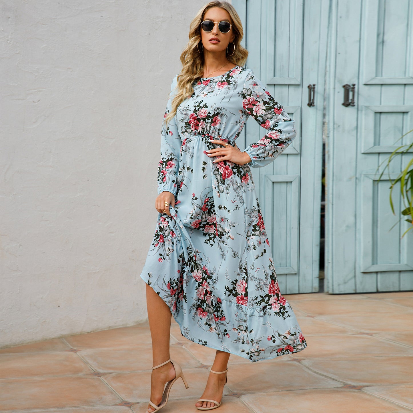 Women Maxi Dresses Sping Autumn Bohemian Casual Full Sleeve High Waist Beach Woman Chiffon Dresses Floral Vestidoes Long Dress - Seprincess