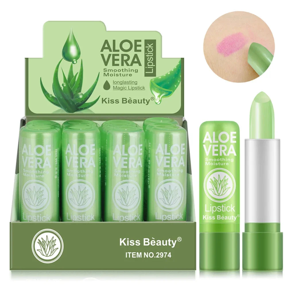 Moisturizing Aloe Vera Lipstick Temperature Color Changing Lip Balm Lasting Nourishing Lip Care Anti-drying Exfoliating Lipstick - Seprincess