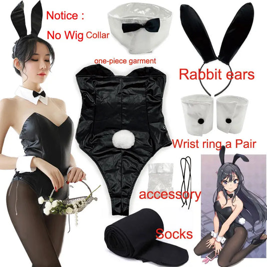 Sakurajima Mai Bunny Girl Cosplay Costume Halloween Adult Woman Senior Sister Cosplay Wig Clothes Size M/XL - Seprincess