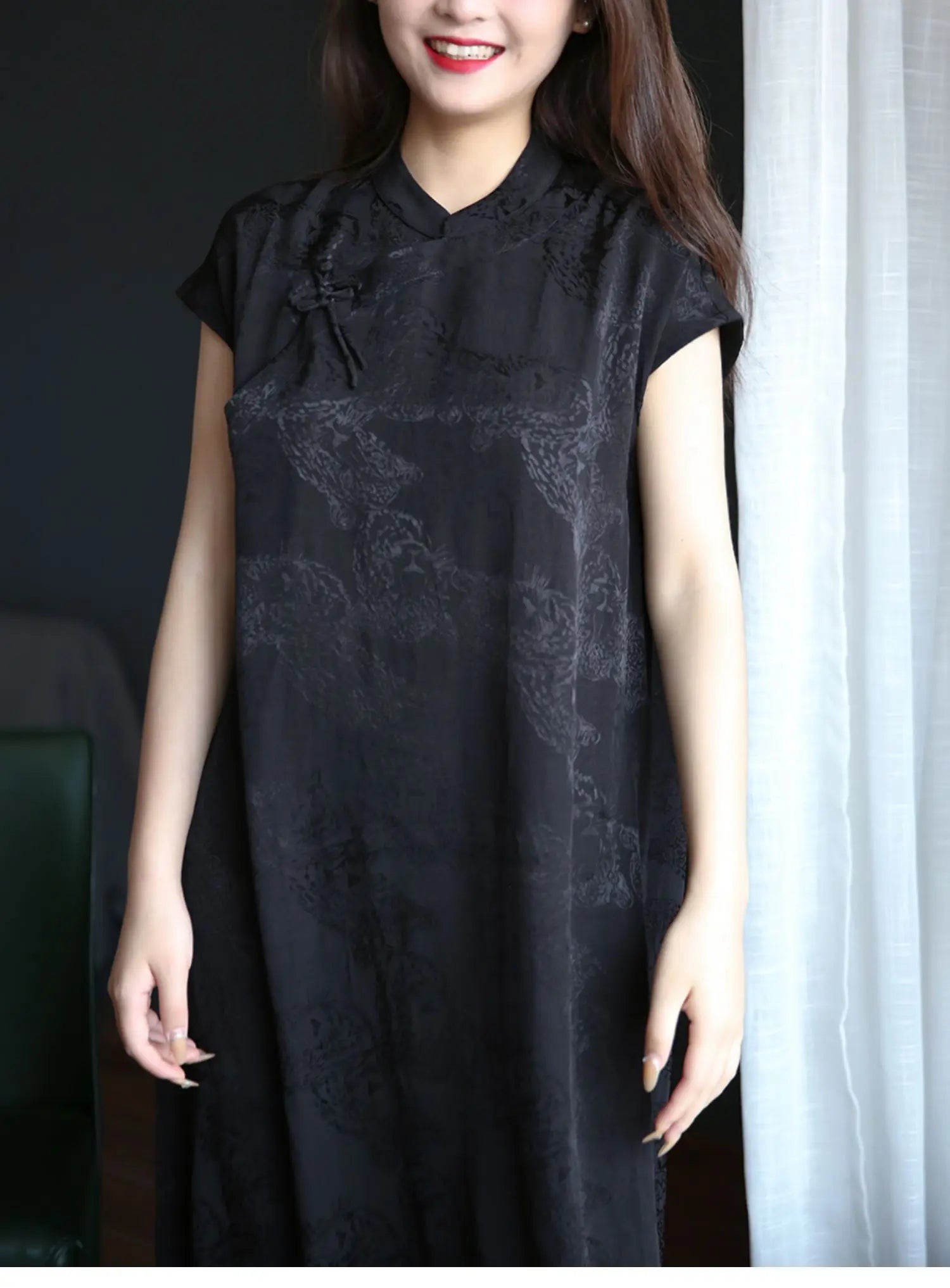 2024 Summer Original Design Cotton Linen Qipao Black Women's Literary Vintage Cheongsam Chinese National Style Dress Women - Seprincess