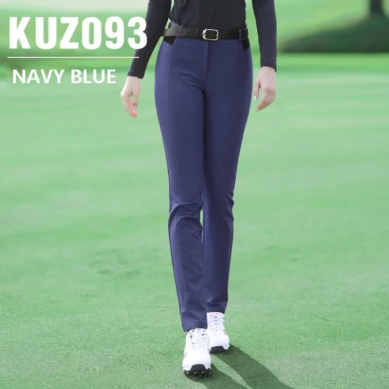 PGM Winter Elastic Fleece Golf Pants for Women Ladies Slim High Waist Long Trousers Women Keep Warm Zipper Athletic Pants XS-XL