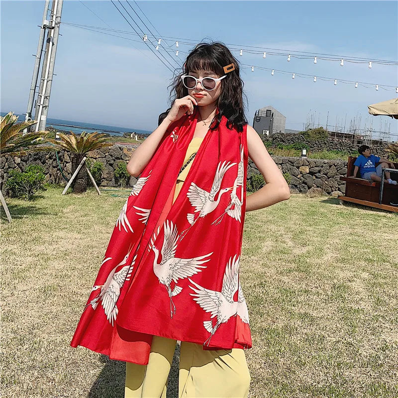 140x180cm Celebrity With The Same Cover-Ups Women Large Beach Dress Bikini Bathing Swimwear Sunburn Protection Sarong Wrap Scarf - Seprincess