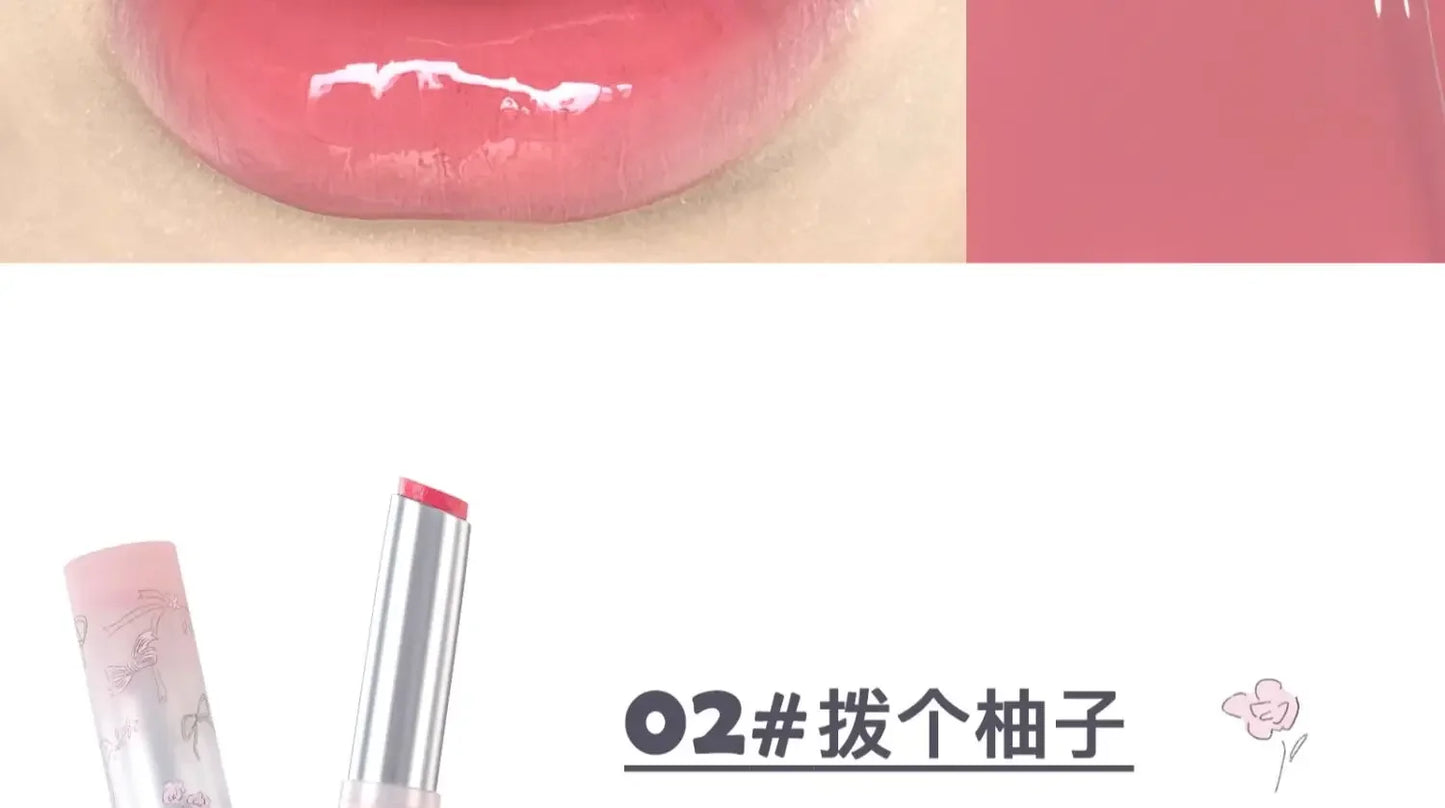 FLORTTE Lipstick Blooming Lovely Series Mirror Water Lip Glaze  Not Easy to Stick Cup Solid Lip Balm Cute Girls Makeup