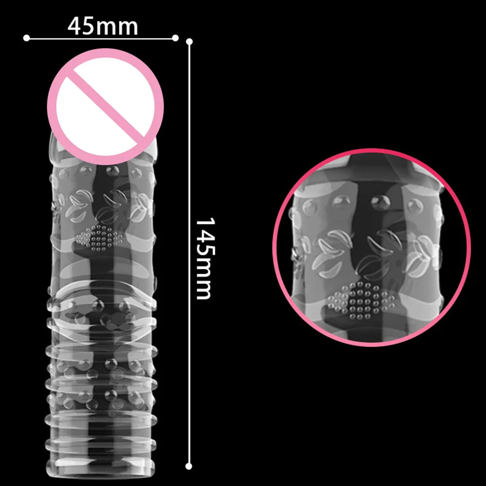 1PCS Reusable Condoms For Men Delay Ejaculation Spike Dotted Penis Sleeve Adult Sex Toys Condom Cock Extender Dildo Cover Sleeve - Seprincess