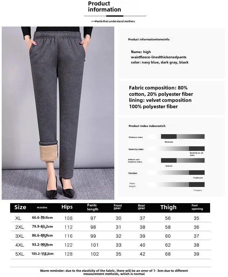 Thickened Fleece-lined Warm Loose-fit Sheep Velvet Outer Wear High-waisted Cotton Wadded Trousers Winter Sweatpants Women