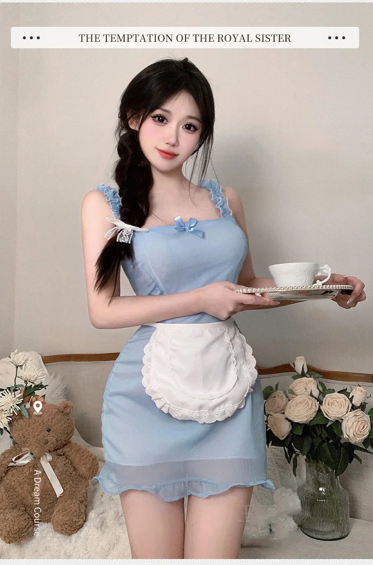 Dress Lace lace tight fitting maid outfit uniform seductive bag hip skirt Women's dress traffic store Party dress - Seprincess