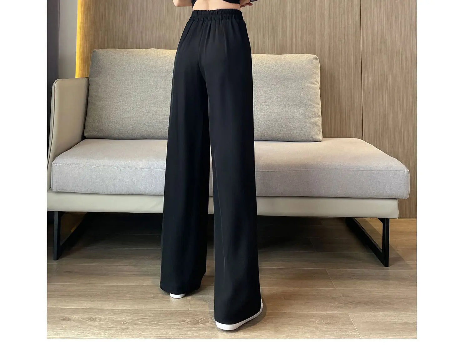 casual pants woman High sense pendant black suit wide leg high waist straight leg loose women's pants