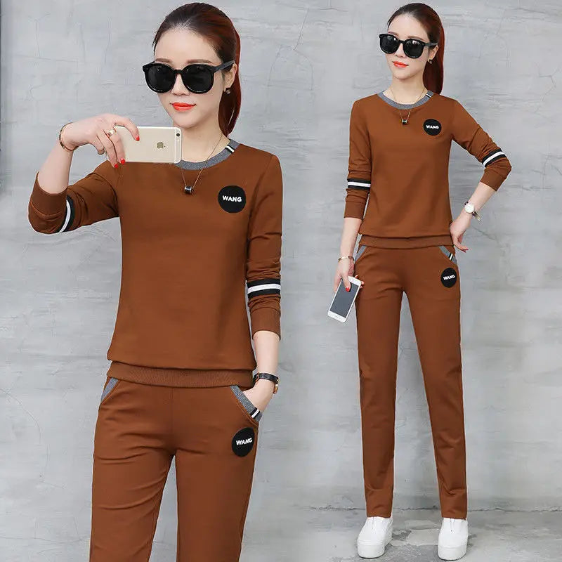 2022 Summer New Daisy Loose Pants Suit Women's Track Korean Version Splicing Long Sleeved Top and Trousers Two Piece Set - Seprincess