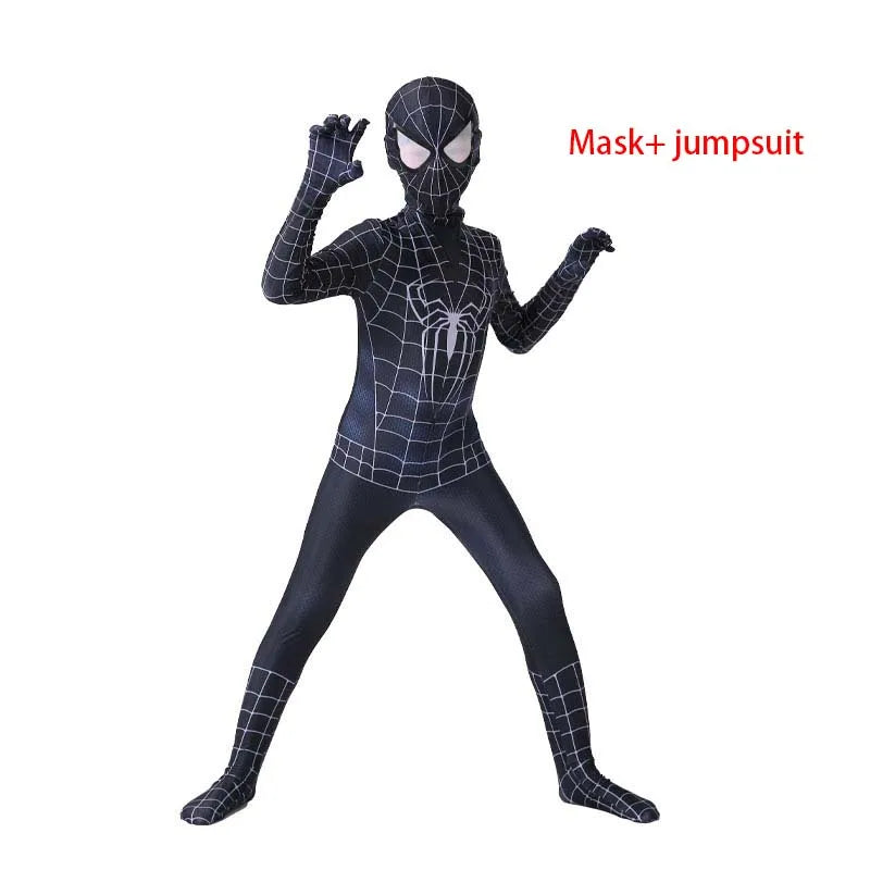 Kids Spider-Man Cosplay Fantasy Costumes Jumpsuit Superhero Miles Morales Movie Role Play Boys Girls Halloween Carnival Bodysuit - Seprincess