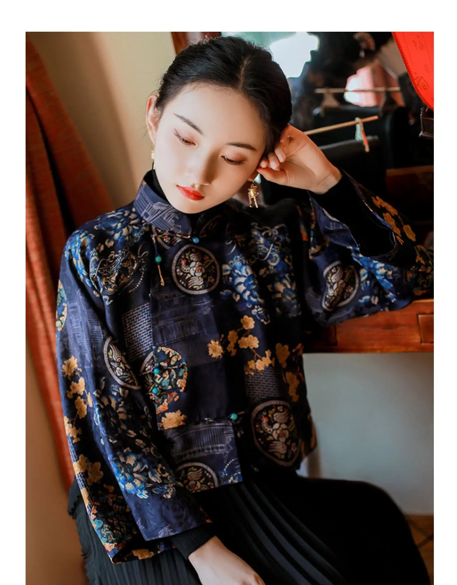 2024 spring autumn chinese style traditional hanfu top print cheongsam oriental blouse elegant festival party dress qipao top - Seprincess