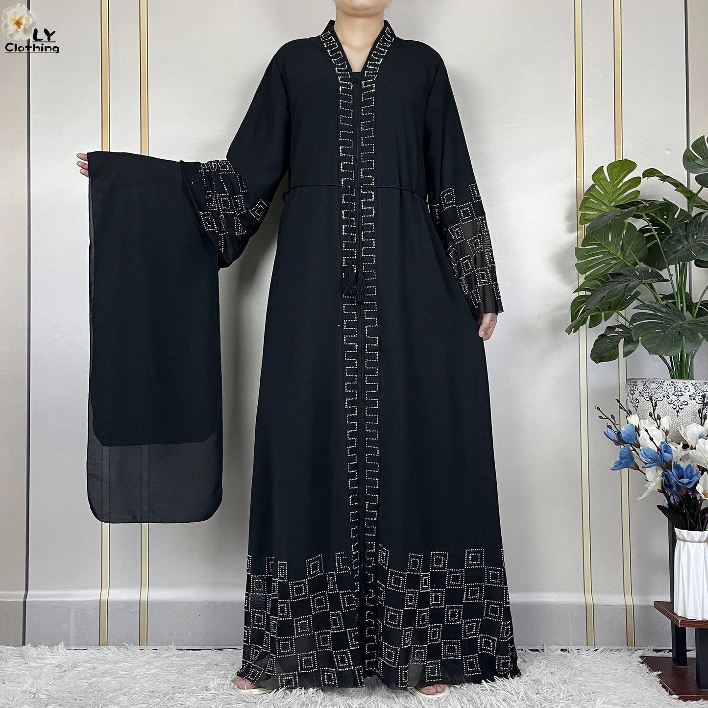 2024 For Women Elegant Dresses Dubai Party Outfits Long Sleeved Chiffon Dashiki Muslim Women Robe Open African Abaya Clothing - Seprincess