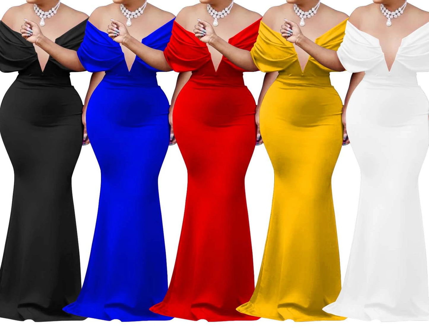 Women V-neck Off The Shoulder Elegant Party Dresses Woman Sleeveless Bodycon Maxi Dress Evening Vestidos Sexy Long Dresses HW198 - Seprincess