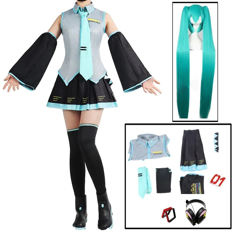 Anime Character Performance Clothes Hatsune Miku MIKU Anime Clothes Cosplay Clothes JK Skirt Same Suit Wig Accessories Halloween - Seprincess