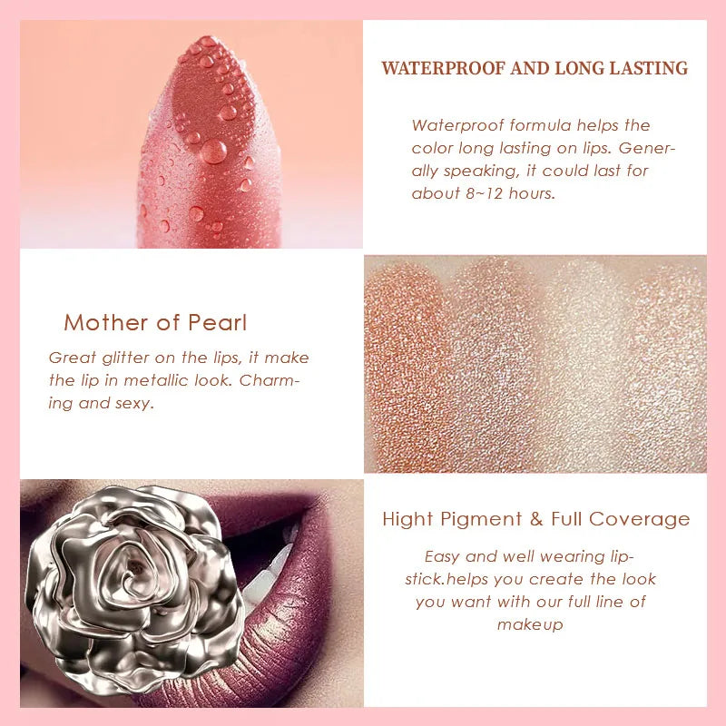 BUILTTY Korean Glitter Pearl Dropshiping Lipstick Matte Nude Color Long Lasting Waterproof Wholesale Price Red Pink Purple - Seprincess