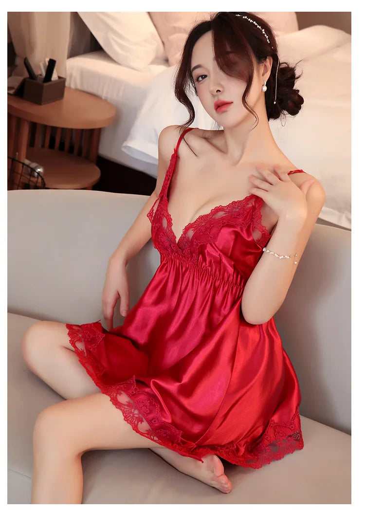 Sexy lingerie new 2024 Babydolls Strap lace silk nightgown Passion Bed Training sexy womans costume women's ethical costumes xxx - Seprincess