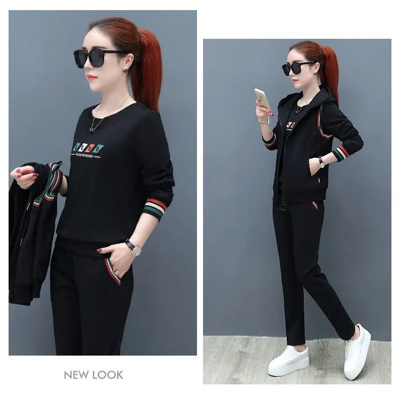 Fashion Women's Suit 2024 New Korean Version Spring and Autumn Long Sleeve Top Casual Sportswear Elegant Women's Three Suits - Seprincess