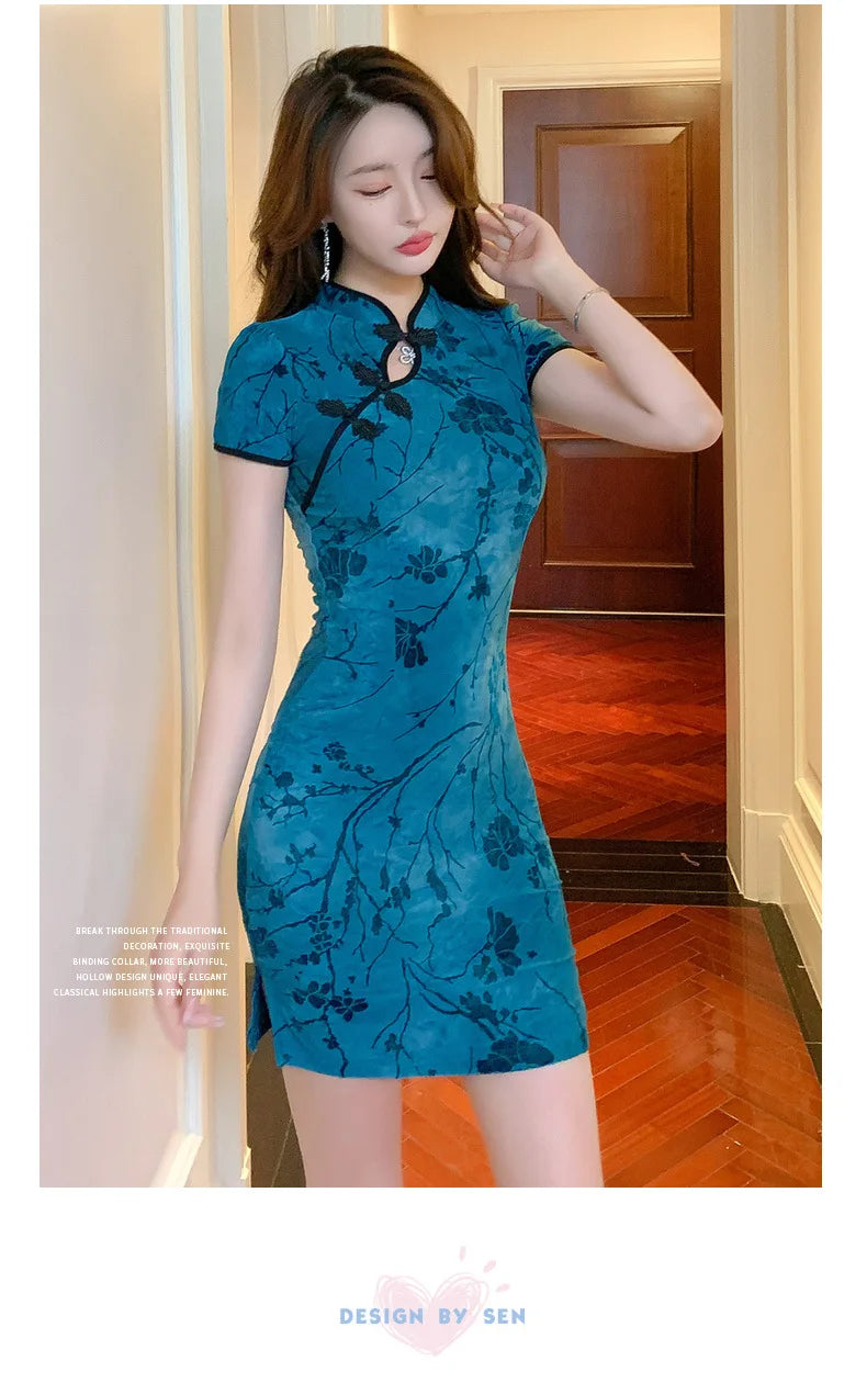 Sexy Club Mini Dress Arrival Vintage Chinese Style Women's Qipao Spring Sexy Party Sheath Dresses Mujer Vestidos Cheongsam New - Seprincess