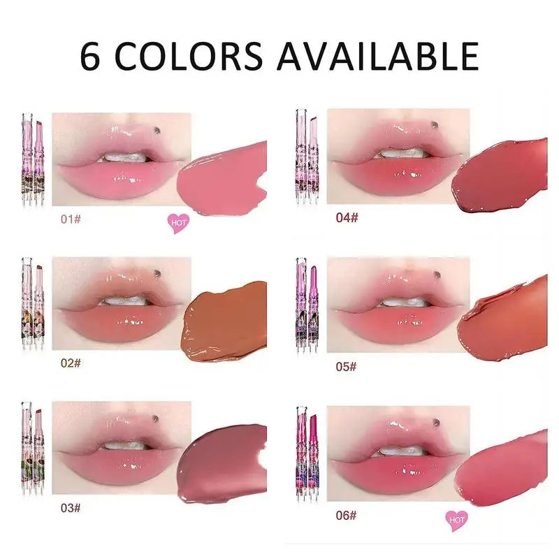 1pcs Flortte Love Shape Lipstick Flower Jelly Water Lip Gloss Clear Light Hydrating Lip Tints Non-stick Cup Korea Cosmetic - Seprincess