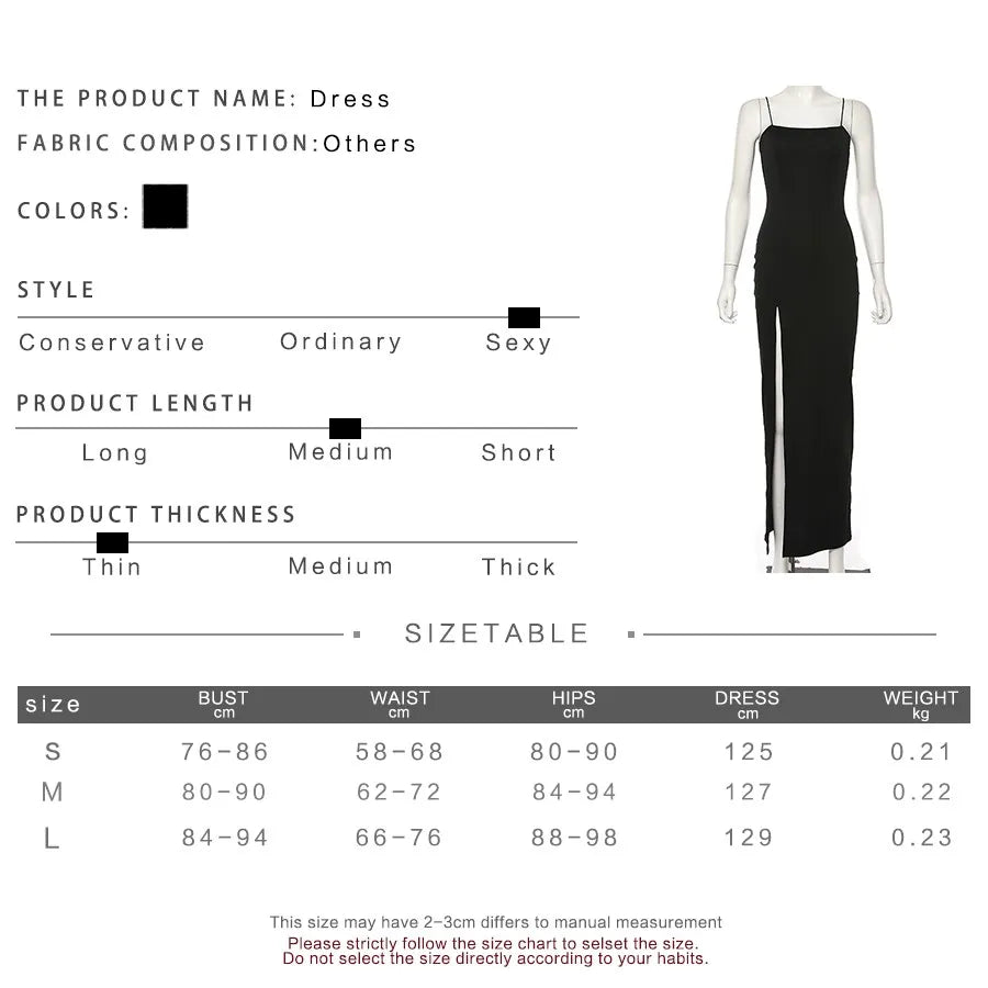 Spring and autumn camisole dress, straight neck, thin shoulder straps, split A-line long skirt - Seprincess