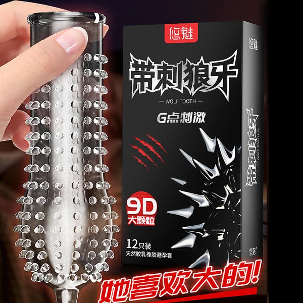 Large Dotted Condoms delay ejaculation 9D Spikes dots penis sleeve G Spot Sex Toys for Men Adults 18+ Sex Products Sexshop - Seprincess