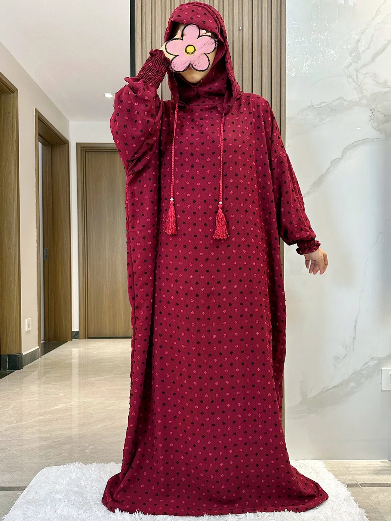 New Ramadan Muslim Two Hats Abaya Dubai Turkey Islam Prayer Clothes Solid Cotton Fabric Dresses Islam Women Dress Kaftan - Seprincess