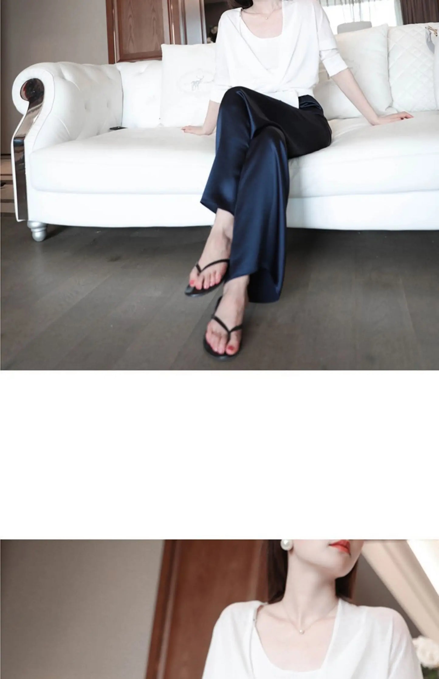 Acetate Satin Wide-Leg Pants for Women 2022 Summer New High Waist Drooping Mop Trousers Baggy Straight Trousers Tide