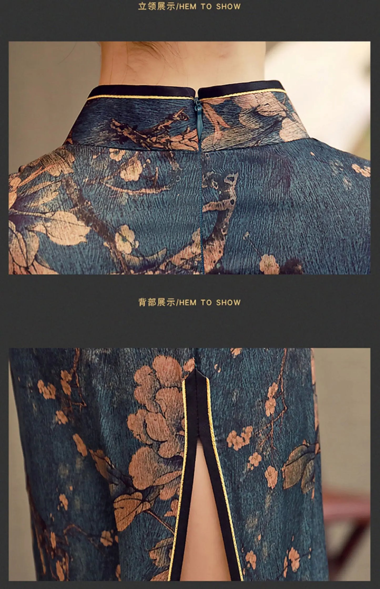 Chinese Traditional Dress Cheongsam  Women Girls Party Wedding Fashion Vintage Retro Crane Floral Print Satin Short Dress