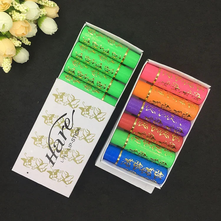 6PCS/Box Lipstick Dark Green Magic Lipgloss Lipstick Long Lasting Waterproof Butterfly Lip Tint Cosmetics Makeup Maquiagem - Seprincess