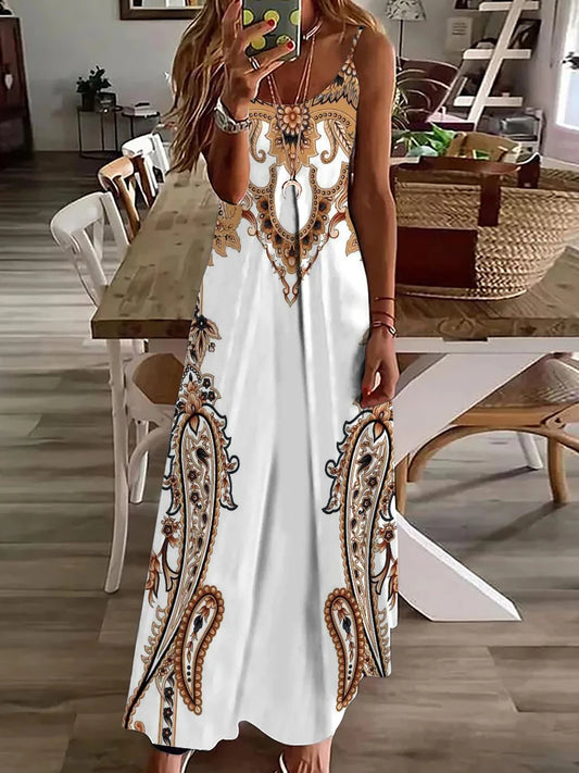 2024 New Spring And Summer Everyday Elegant Sleeveless Dress Casual Fashion Long Dress Urban Street 3D Printed Women's Dresses - Seprincess