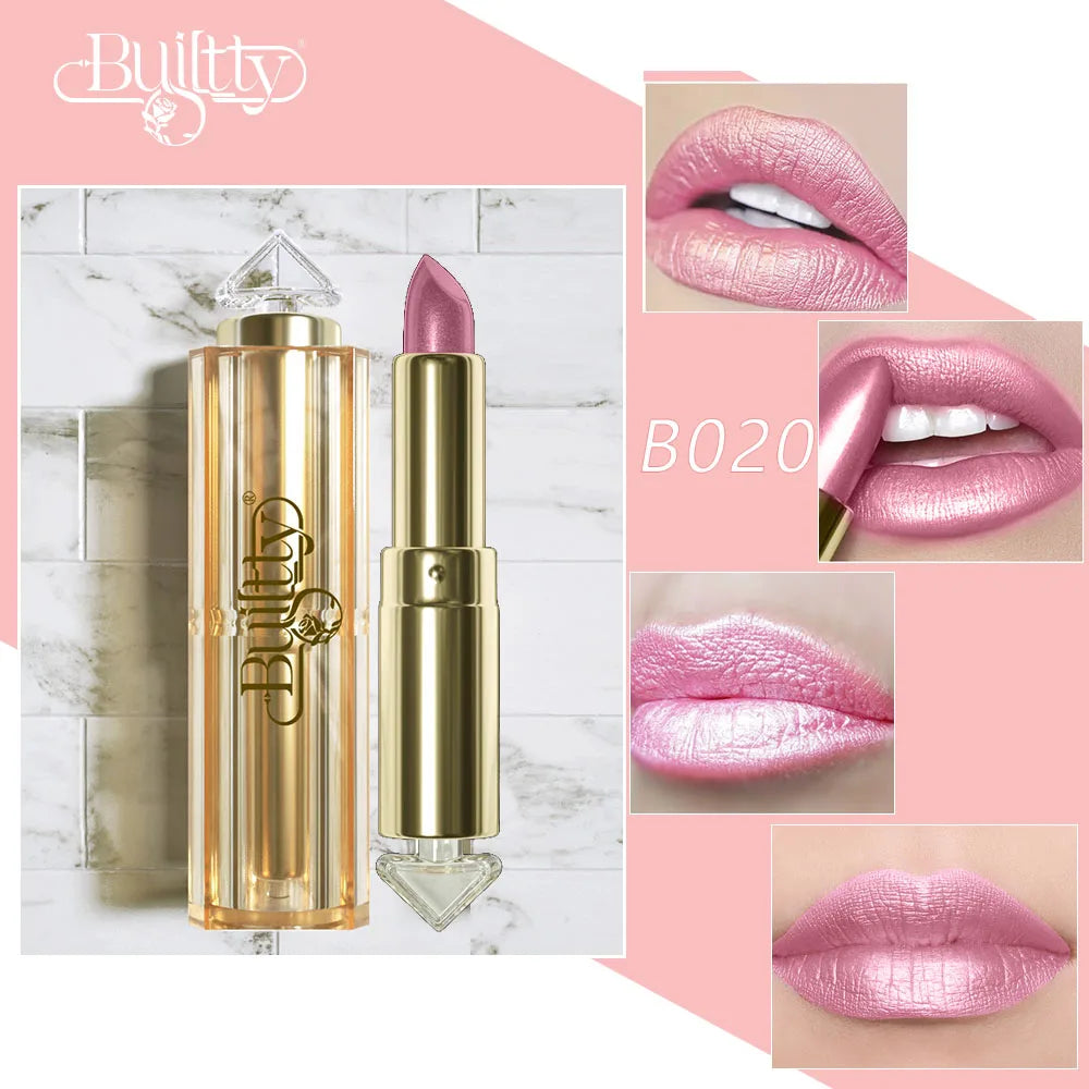 BUILTTY Korean Glitter Pearl Dropshiping Lipstick Matte Nude Color Long Lasting Waterproof Wholesale Price Red Pink Purple - Seprincess