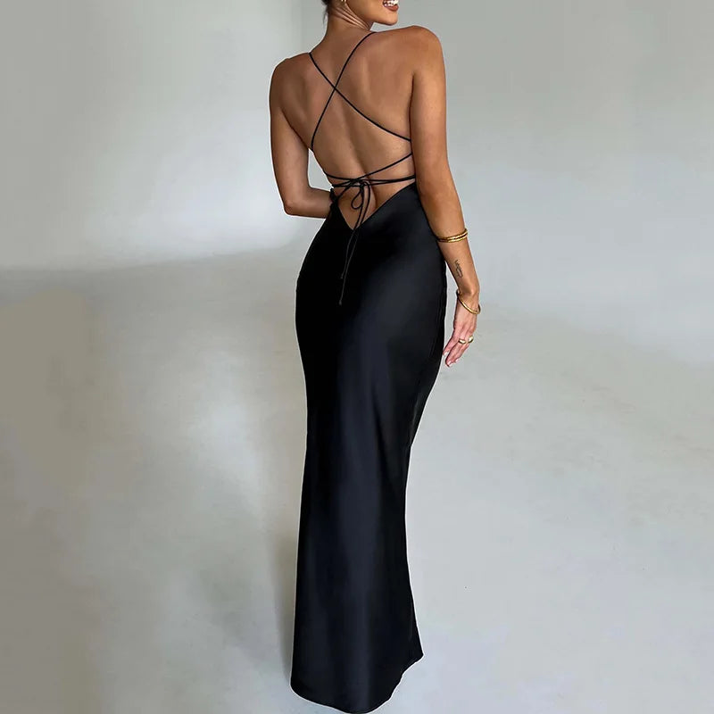 Avrilyaan Satin Backless Slim Sexy Dress Women 2024 Bodycon Long Summer Dress Mermaid Elegant NightClub Party Dresses Vestidos