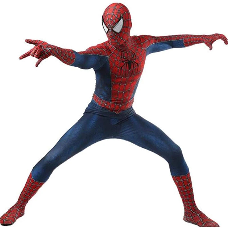 Tobey Maguire Spiderman Costume Black/Red Raimi Spider Man Cosplay Superhero Zentai Suit Halloween Costumes for Adults - Seprincess