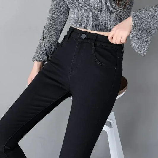 Woman Jeans Pants Black High Waist Autumn Stretch Skinny Tappered Pants Long Pants Pantalones Vaqueros Mujer