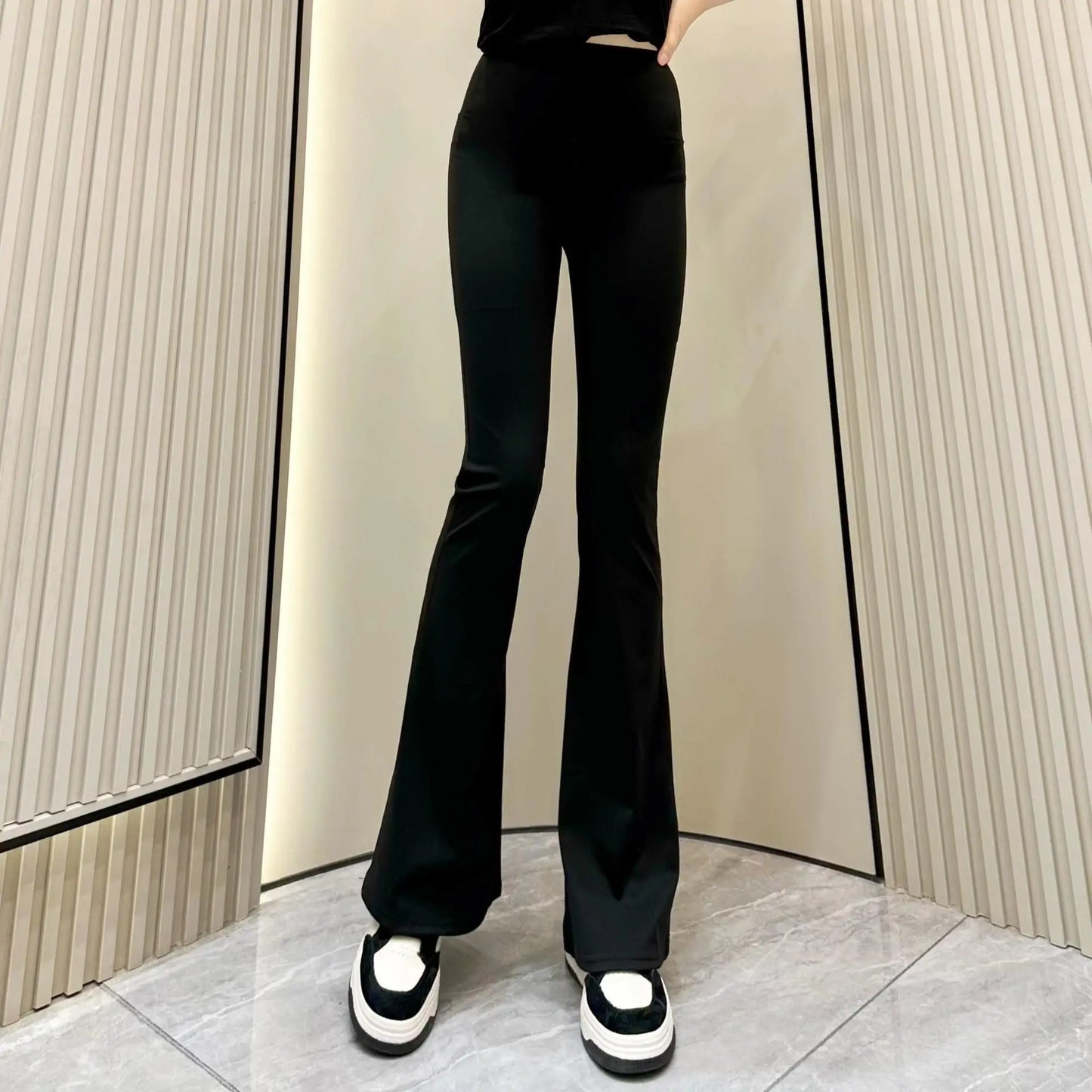 Women Shark Flare Pants High Waist Tights Stretch Yoga Leggings 2024 Summer Thin Solid Casual Slimming Trousers Woman Clothing