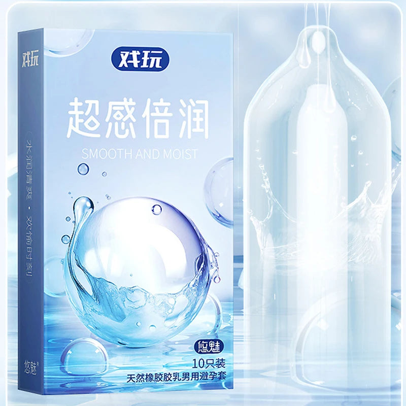 Ultra Thin Condoms Long-lasting For Men Sex Ejaculation Delay Latex Condom Hyaluronic Acid 0.01 Penis Sleeve For Adults Sex Love - Seprincess