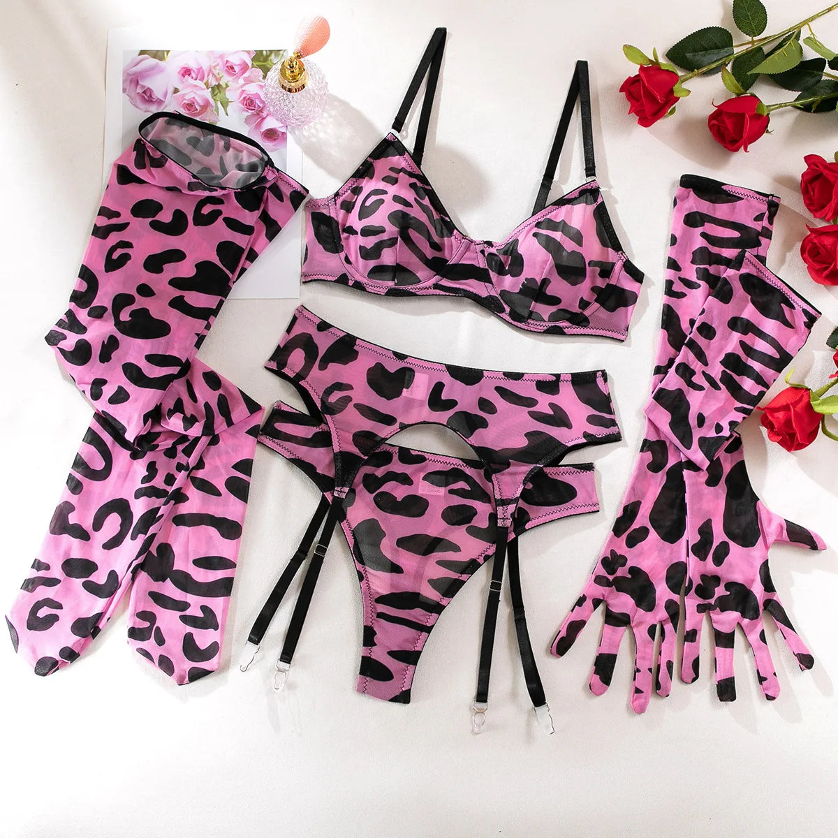 Sexy Bodysuit Leopard print tight binding bra set sexy hot underwear women Fantasy clothing open crotch latex bodysuit woman xxx - Seprincess