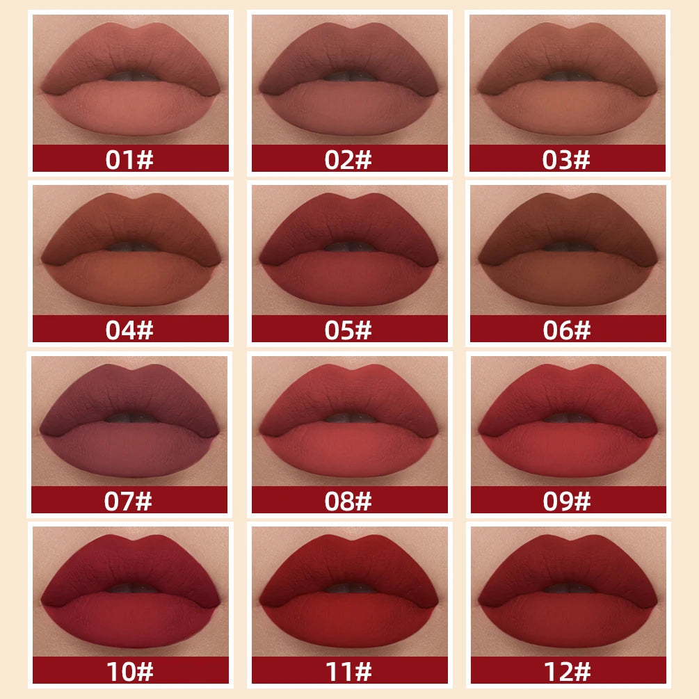 QIBEST Liquid Lipstick Waterproof Velvet Nude Matte Sexy Red Lip Gloss Long Lasting Nonstick Lip Stain Makeup 24 Colors Hots - Seprincess