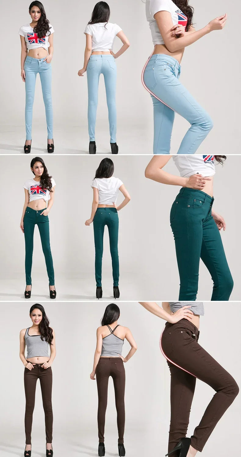 Woman Jeans Pants White Feet Pants Candy Color Pencil Pants Women's Stretch Pant 20 Colors Available Pantalones Vaqueros Mujer